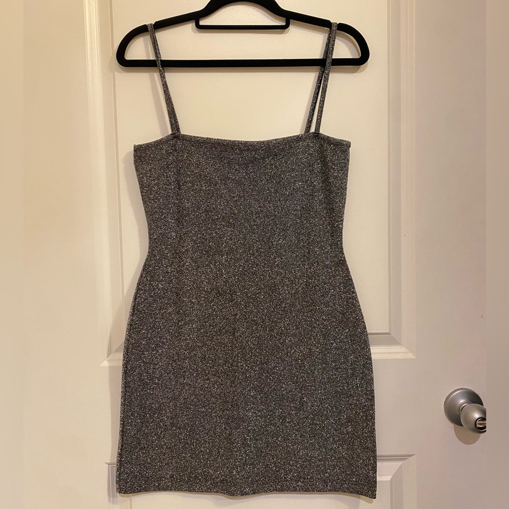 Collusion Silver Glitter Mini Dress